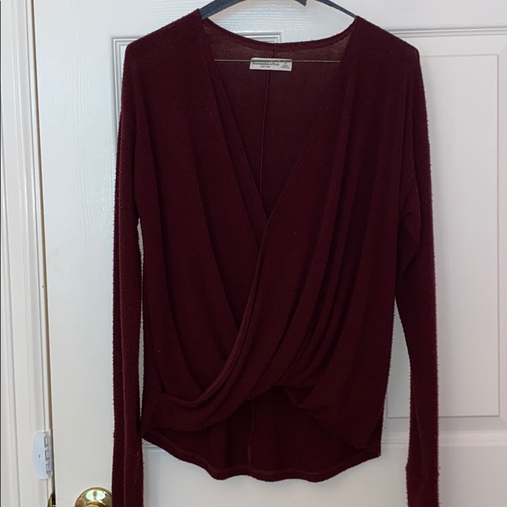 Maroon wrap top from Abercrombie and Fitch